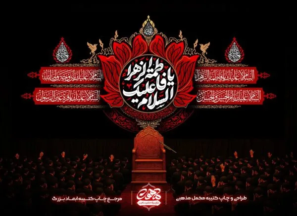 پرچم ایام فاطمیه السلام علیک یا فاطمه الزهرا | کتیبه مخمل شهادت حضرت زهر