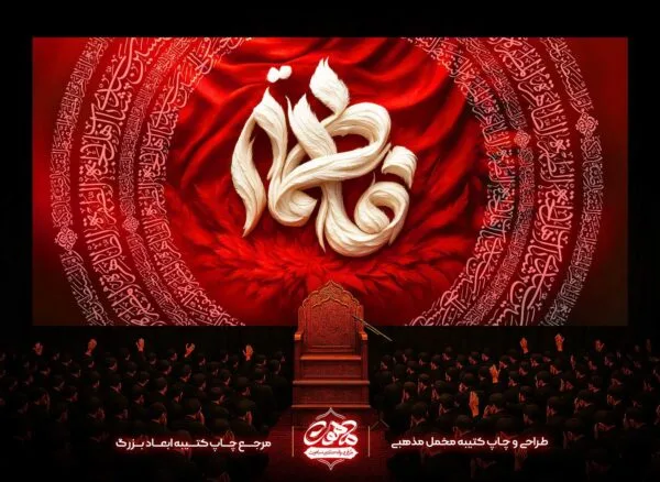 کتیبه پشت منبری فاطمیه طرح پر مخمل قرمز خرید آنلاین