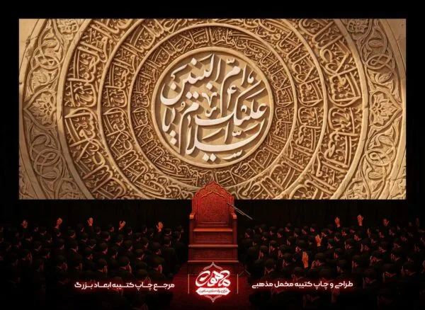 دکور مخمل حضرت ام البنین خرید آنلاین کتیبه شهادت ام البنین پشت منبری