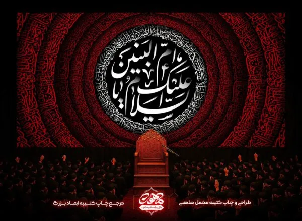 دکور حضرت ام البنین مخمل طرح دایره‌ای | دکور مخمل شهادت حضرت ام البنین